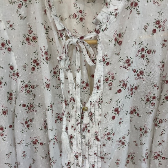 Tink And Posh Woman’s Long Bell Sleeve Ruffled Collar Floral Multicolor Blouse S - Picture 3 of 6